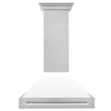 ZLINE 36" Fingerprint Resistant Stainless Steel Range Hood with White Matte Shell (8654SNX-WM36)