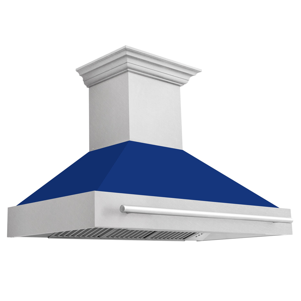 ZLINE 48" Fingerprint Resistant Stainless Steel Range Hood with Blue Gloss Shell (8654SNX-BG48)