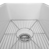 ZLINE 24 in. Venice Farmhouse Apron Front Reversible Single Bowl Fireclay Kitchen Sink with Bottom Grid in White Gloss (FRC5120-WH-24)