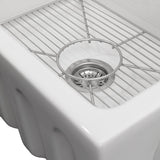 ZLINE 24 in. Venice Farmhouse Apron Front Reversible Single Bowl Fireclay Kitchen Sink with Bottom Grid in White Gloss (FRC5120-WH-24)