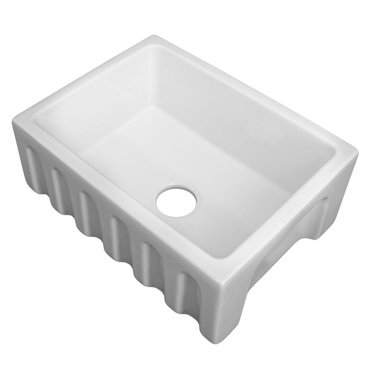 ZLINE 24 in. Venice Farmhouse Apron Front Reversible Single Bowl Fireclay Kitchen Sink with Bottom Grid in White Gloss (FRC5120-WH-24)