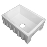 ZLINE 24 in. Venice Farmhouse Apron Front Reversible Single Bowl Fireclay Kitchen Sink with Bottom Grid in White Gloss (FRC5120-WH-24)