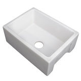 ZLINE 24 in. Venice Farmhouse Apron Front Reversible Single Bowl Fireclay Kitchen Sink with Bottom Grid in White Gloss (FRC5120-WH-24)