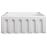ZLINE 24 in. Venice Farmhouse Apron Front Reversible Single Bowl Fireclay Kitchen Sink with Bottom Grid in White Matte (FRC5120-WM-24)