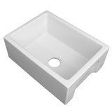 ZLINE 24 in. Venice Farmhouse Apron Front Reversible Single Bowl Fireclay Kitchen Sink with Bottom Grid in White Matte (FRC5120-WM-24)