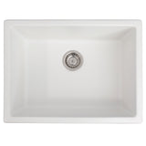 ZLINE 24 in. Rome Dual Mount Single Bowl Fireclay Kitchen Sink with Bottom Grid in White Matte (FRC5123-WM-24)