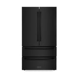 ZLINE 36 in. 21.6 cu. ft. Counter-Depth French Door Refrigerator with Water and Ice Dispenser with Extra Water Filter in Fingerprint-Resistant Black Stainless Steel (RFM-W-WF-36-BS)