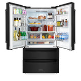 ZLINE 36 in. 21.6 cu. ft. Counter-Depth French Door Refrigerator with Water and Ice Dispenser with Extra Water Filter in Fingerprint-Resistant Black Stainless Steel (RFM-W-WF-36-BS)