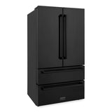 ZLINE 36 in. 21.6 cu. ft. Counter-Depth French Door Refrigerator with Water and Ice Dispenser with Extra Water Filter in Fingerprint-Resistant Black Stainless Steel (RFM-W-WF-36-BS)