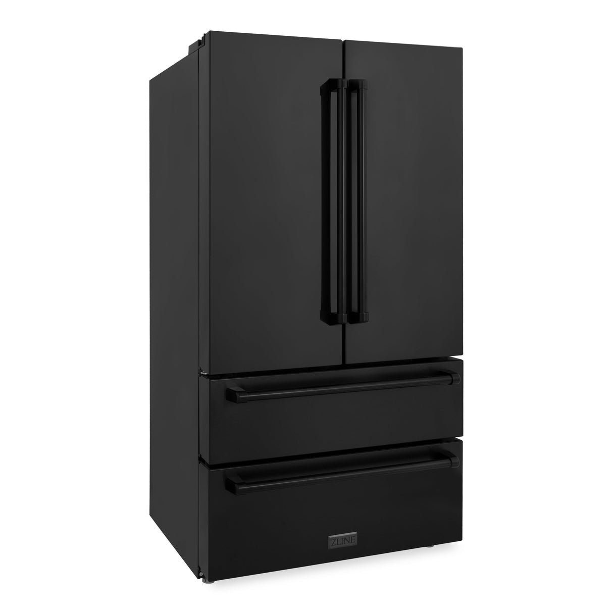 ZLINE 36 in. 22.5 cu. ft. Counter-Depth French Door Refrigerator with Ice Maker in Fingerprint-Resistant Black Stainless Steel (RFM-36-BS)