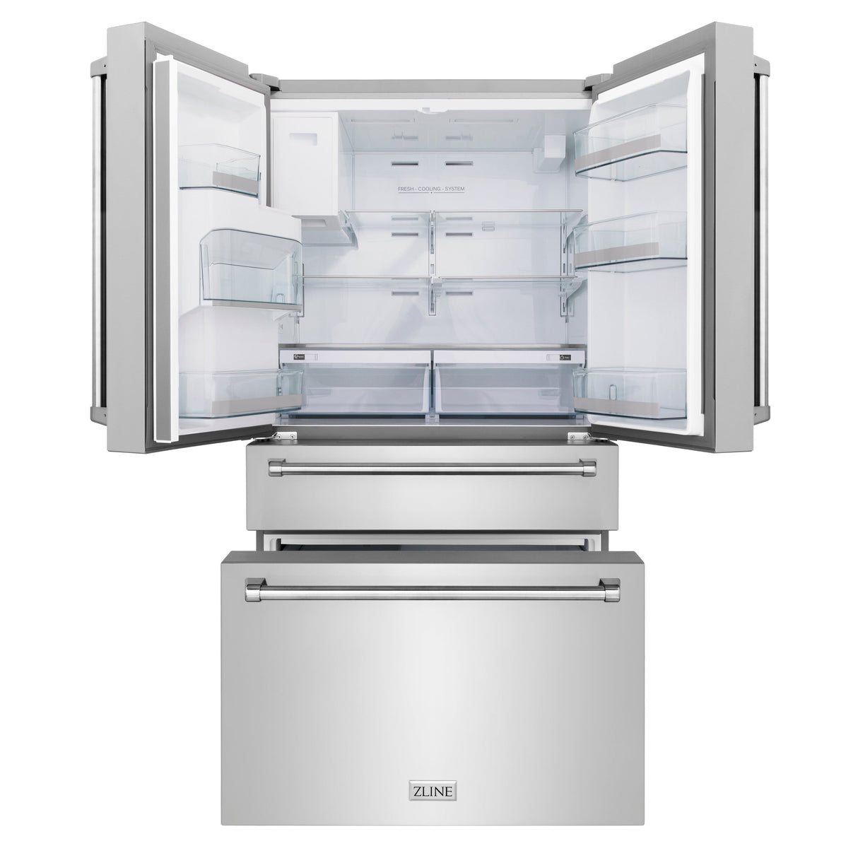 ZLINE 36 in. 21.6 cu. ft. Counter-Depth French Door Refrigerator with Water and Ice Dispenser with Extra Water Filter in Fingerprint-Resistant Stainless Steel (RFM-W-WF-36)
