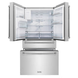 ZLINE 36 in. 21.6 cu. ft. Counter-Depth French Door Refrigerator with Water and Ice Dispenser with Extra Water Filter in Fingerprint-Resistant Stainless Steel (RFM-W-WF-36)