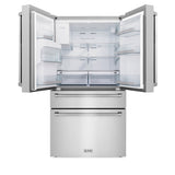 ZLINE 36 in. 21.6 cu. ft. Counter-Depth French Door Refrigerator with Water and Ice Dispenser with Extra Water Filter in Fingerprint-Resistant Stainless Steel (RFM-W-WF-36)