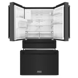ZLINE 36 in. 21.6 cu. ft. Counter-Depth French Door Refrigerator with Water and Ice Dispenser in Fingerprint-Resistant Black Stainless Steel (RFM-W-36-BS)