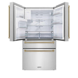 ZLINE Autograph Edition 30 in. Kitchen Package with Stainless Steel Dual Fuel Range, Range Hood, Dishwasher, and Refrigerator with External Water Dispenser with Champagne Bronze Accents (4AKPR-RARHDWM30-CB)
