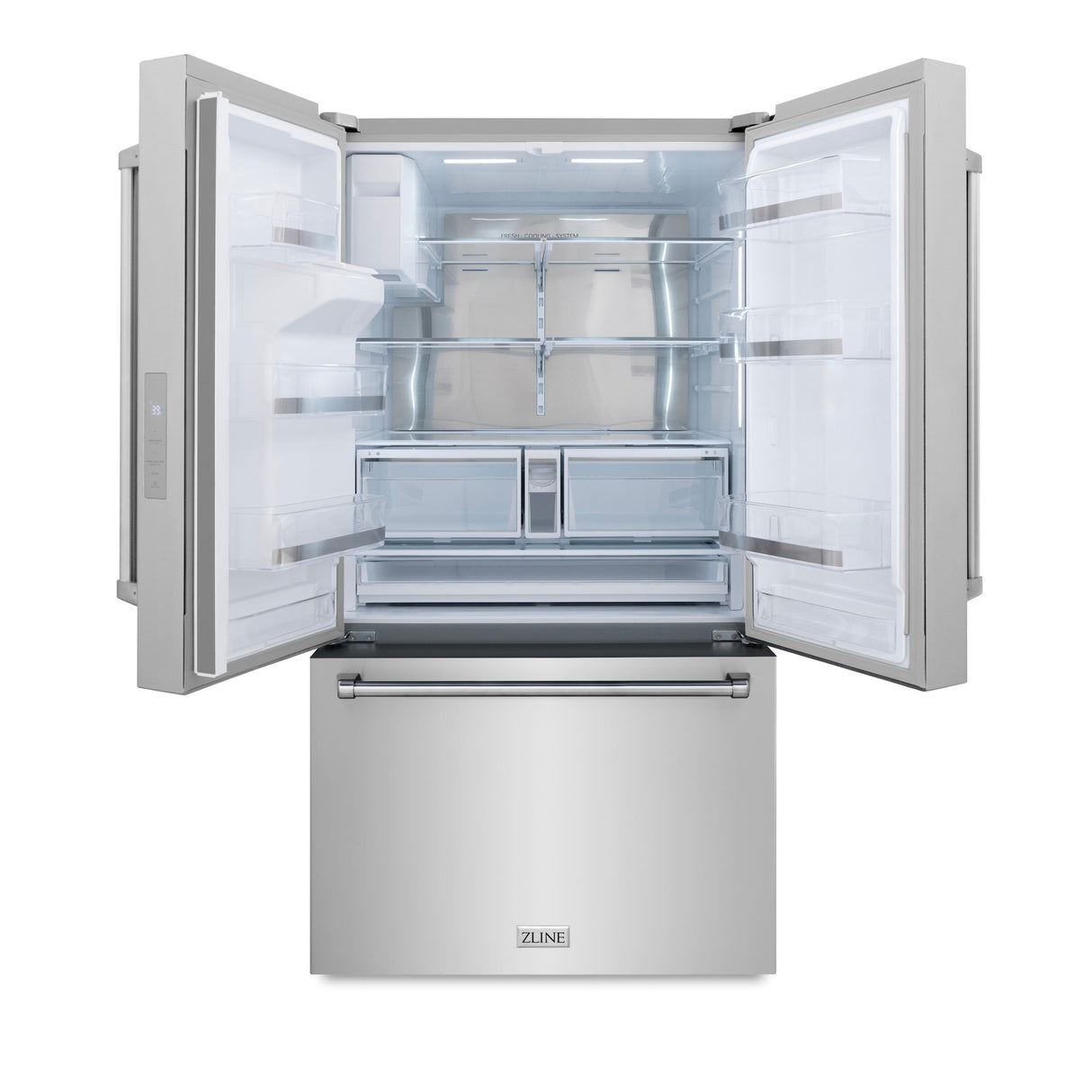 ZLINE 36 in. 28.9 cu. ft. Standard-Depth French Door External Water Dispenser Refrigerator with Dual Ice Maker in Fingerprint-Resistant Stainless Steel (RSM-W-36)