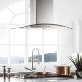 ZLINE 30 in. Convertible Vent Island Mount Range Hood in Stainless Steel & Glass (GL5i-30)