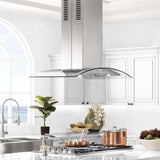 ZLINE 30 in. Convertible Vent Island Mount Range Hood in Stainless Steel & Glass (GL5i-30)