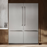 ZLINE 60 in. 32.2 cu. ft. French Door Built-In Bottom Freezer Refrigerator with Water Dispensers and Ice Makers in Satin Stainless Steel with Graphite Gray Interior (GRBIV-SN-60)