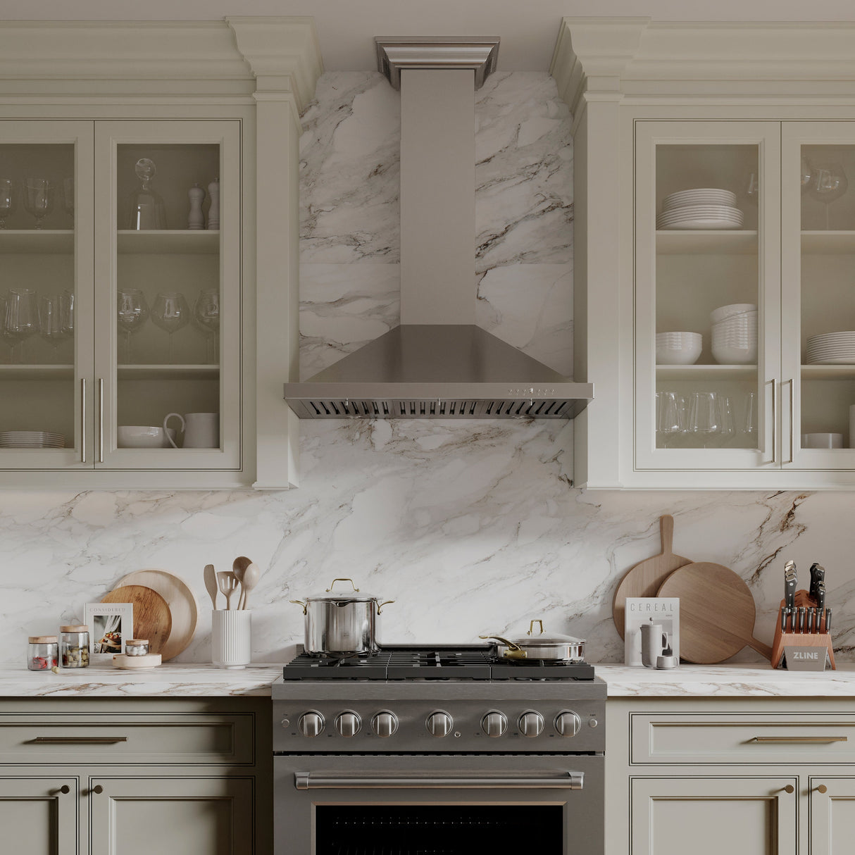 ZLINE 36" Convertible Vent Wall Mount Range Hood in Stainless Steel with Crown Molding (KBCRN-36)