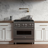 ZLINE 30 in. 4.0 cu. ft. Legacy Dual Fuel Range with 4 Burner Gas Cooktop and Electric Convection Oven in Stainless Steel (RA30)