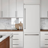 ZLINE 30 in. 16.1 cu. ft. Built-In Bottom Freezer Refrigerator with Water Dispenser and Ice Maker in White Matte with Graphite Gray Interior (GRBIV-WM-30)