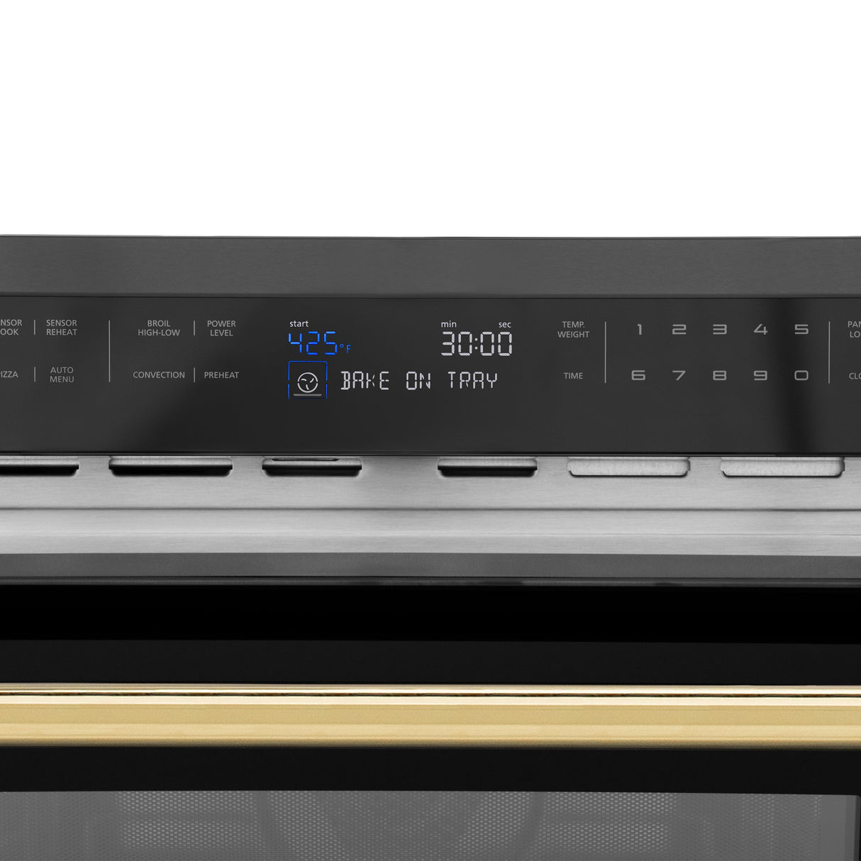 ZLINE Autograph Edition 24" 1.6 cu ft. Built-in Convection Microwave Oven in Black Stainless Steel and Polished Gold  Accents (MWOZ-24-BS-G)