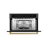 ZLINE Autograph Edition 30” 1.6 cu ft. Built-in Convection Microwave Oven in Black Stainless Steel and Polished Gold  Accents (MWOZ-30-BS-G)