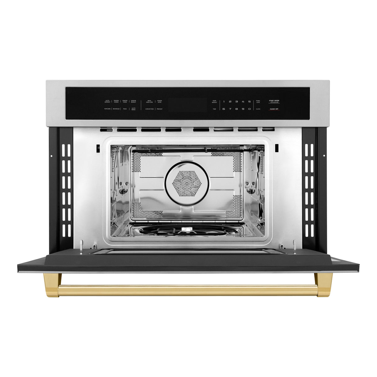 ZLINE Autograph Edition 30” 1.6 cu ft. Built-in Convection Microwave Oven in Stainless Steel and Polished Gold  Accents (MWOZ-30-G)