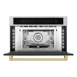 ZLINE Autograph Edition 30” 1.6 cu ft. Built-in Convection Microwave Oven in Stainless Steel and Polished Gold  Accents (MWOZ-30-G)