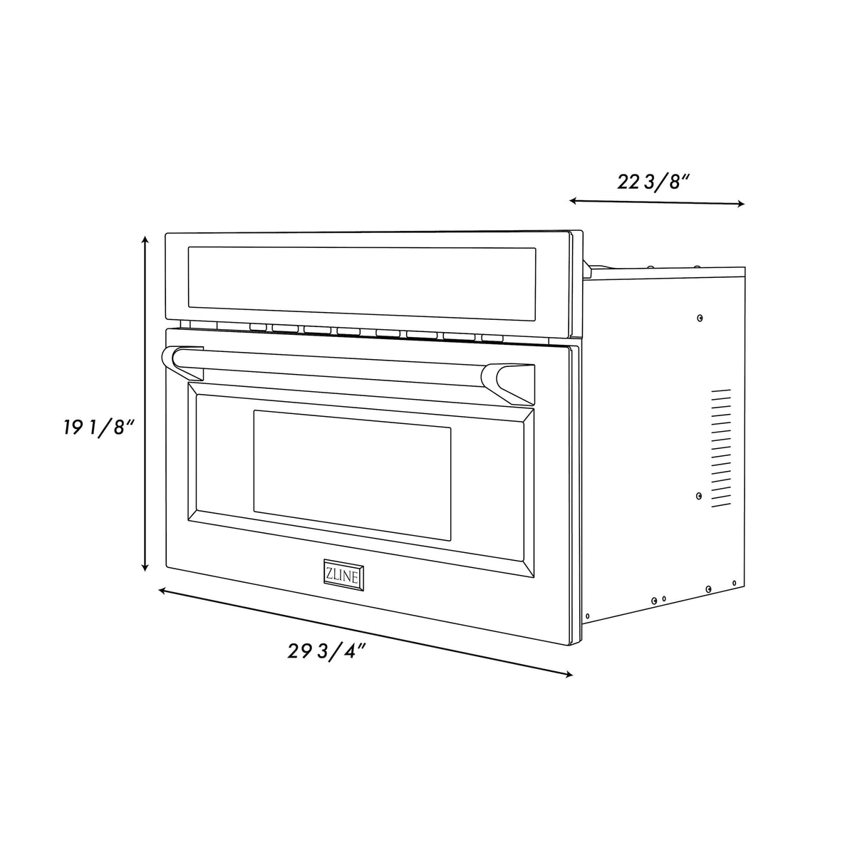 ZLINE Autograph Edition 30” 1.6 cu ft. Built-in Convection Microwave Oven in Stainless Steel and Polished Gold  Accents (MWOZ-30-G)