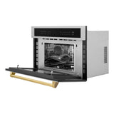 ZLINE Autograph Edition 30” 1.6 cu ft. Built-in Convection Microwave Oven in Stainless Steel and Polished Gold  Accents (MWOZ-30-G)