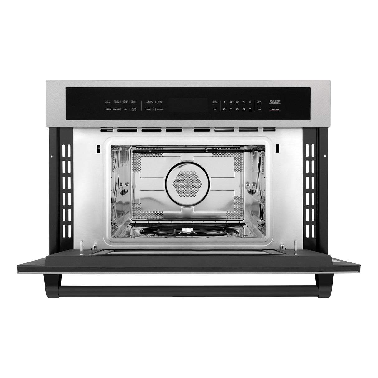 ZLINE Autograph Edition 30 in. 1.6 cu ft. Built-in Convection Microwave Oven in Satin Stainless Steel and Matte Black Accents (MWOZ-30-SS-MB)