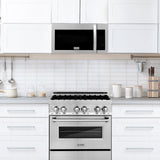 ZLINE 30 in. Kitchen Package Stainless Steel Gas Range and Over The Range Microwave with Modern Handle (2KP-RGOTR30)