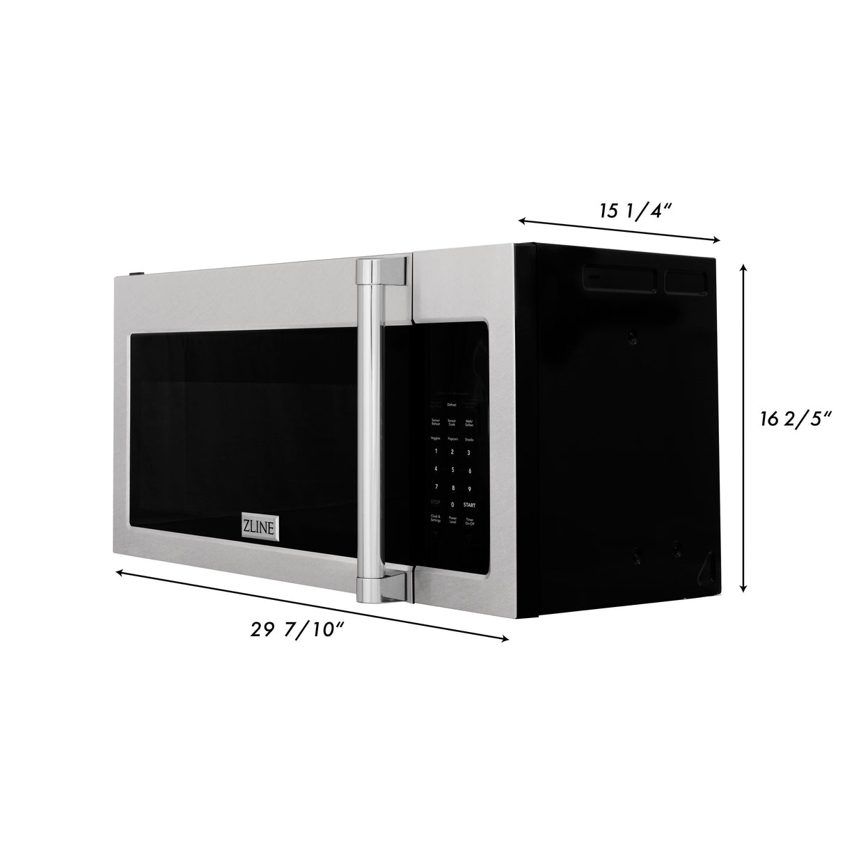 ZLINE 30 in. 1.5 cu. ft. Over-The-Range Microwave in Satin Stainless Steel with Traditional Handle and Set of 2 Charcoal Filters (MWO-OTRCFH-30-SS)