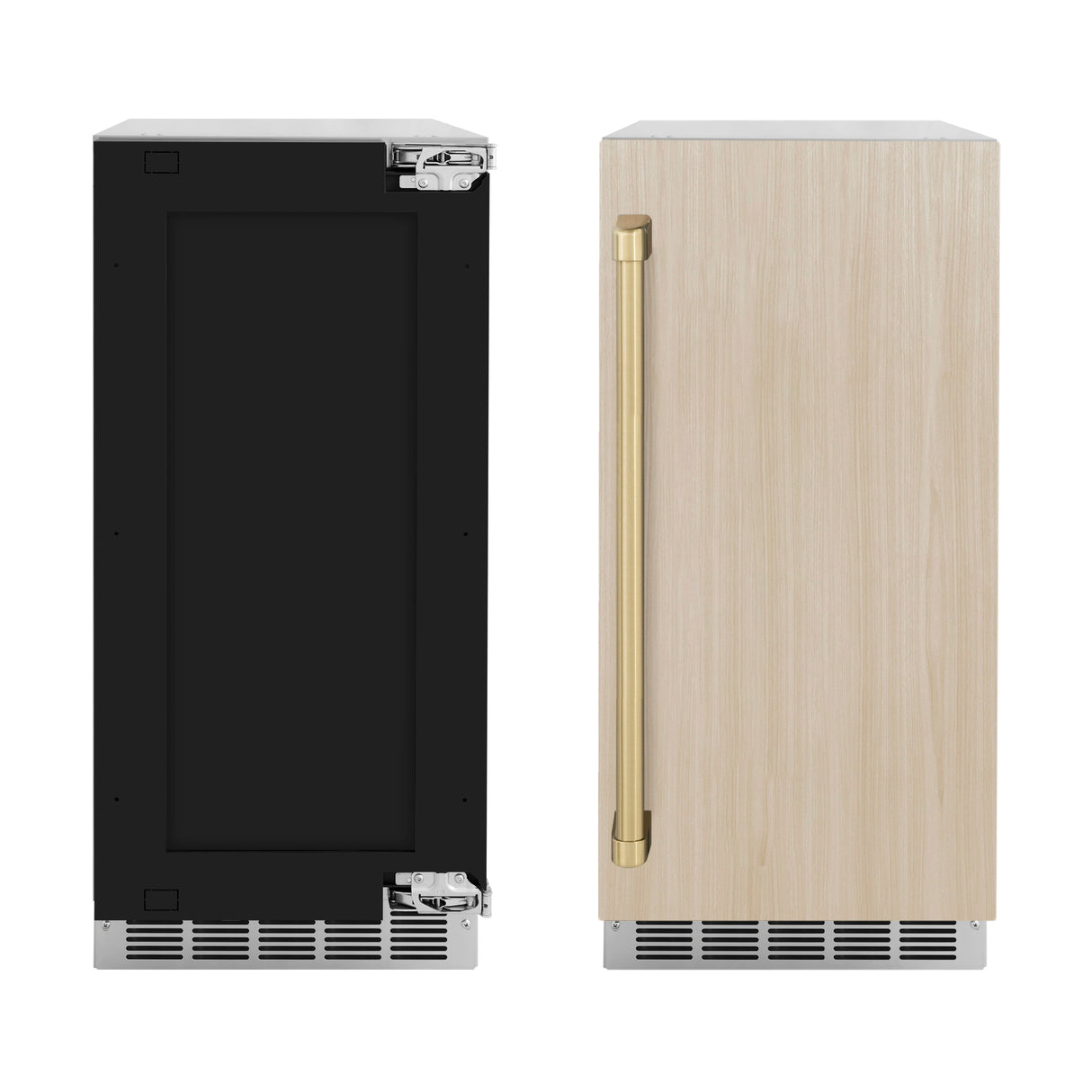 ZLINE Autograph Edition 15 in. Touchstone Clear Cube Ice Maker with Drain Pump and Panel Ready Door with Champagne Bronze Handle (ICCDPZ-15-CB)