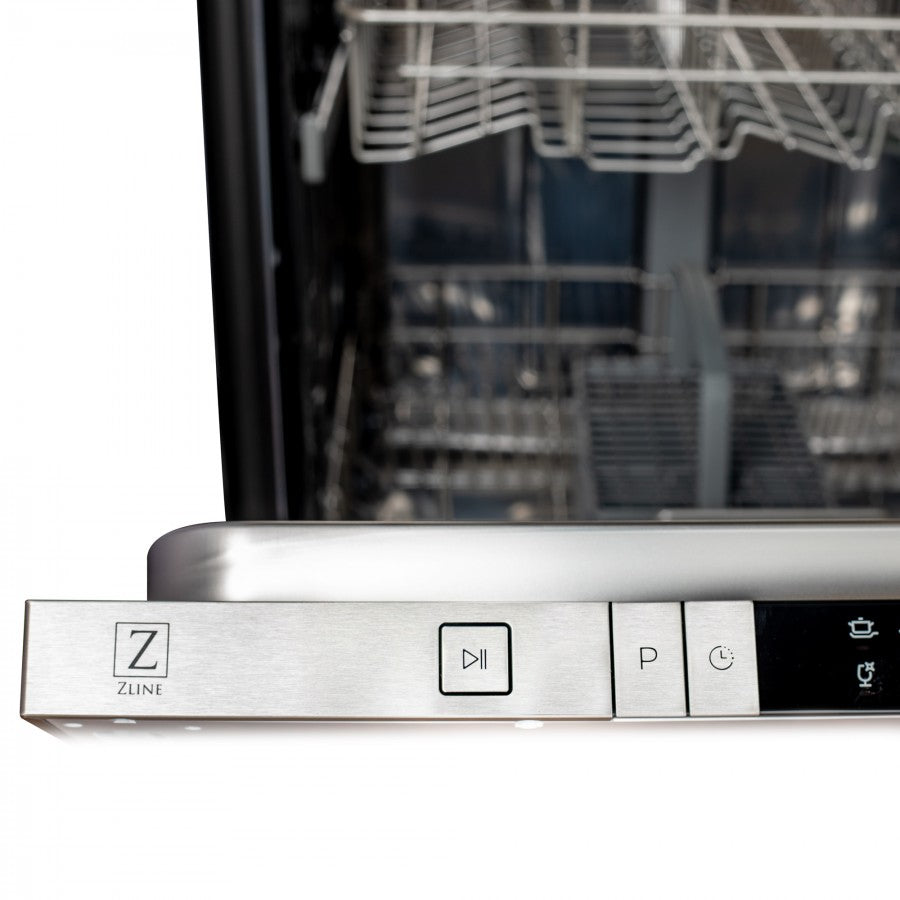ZLINE 24 in. Stainless Steel Top Control Built-In Dishwasher with Stainless Steel Tub and Modern Style Handle (DW-304-24)