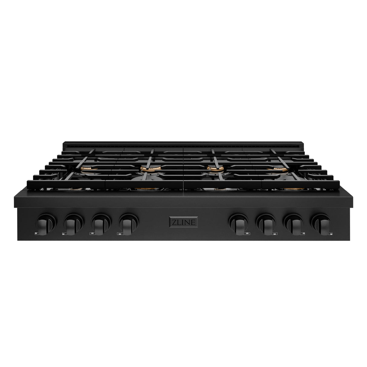 ZLINE 48 in. Paramount Gas Rangetop with 8 Brass Burners and Porcelain Cooktop in Black Stainless Steel (SRTB-BR-48)
