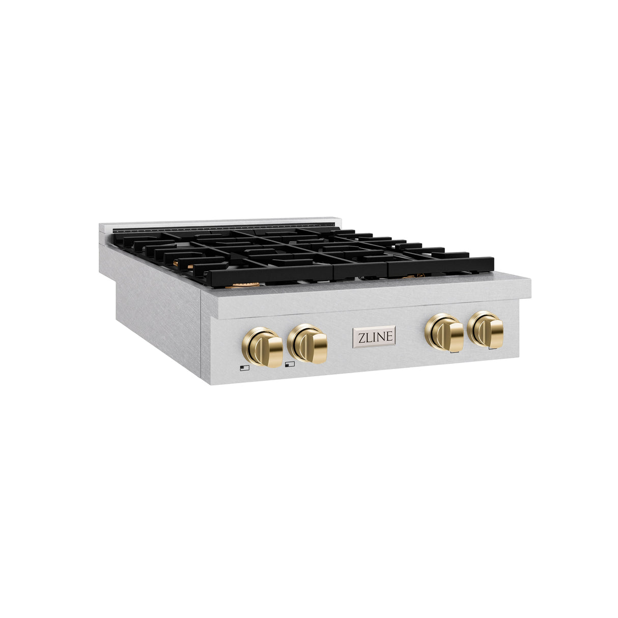 ZLINE 30 in. Autograph Edition Paramount Gas Rangetop with 4 Burners and Porcelain Cooktop in Satin Stainless Steel with Polished Gold Accents (SRTSZ-30-G)