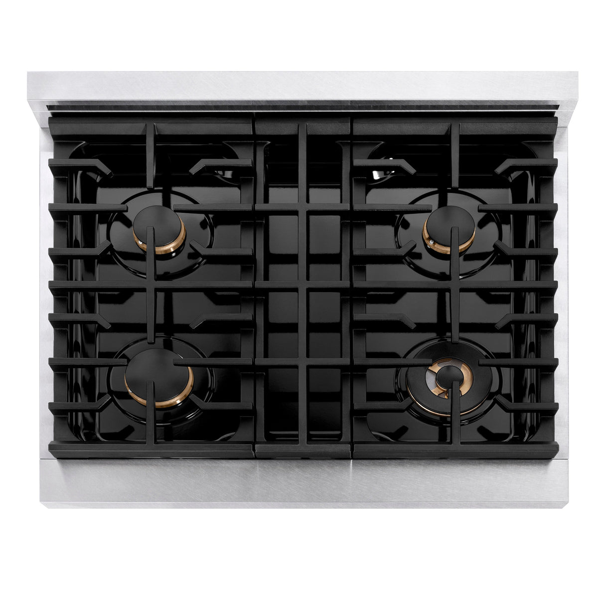 ZLINE 30 in. Autograph Edition Paramount Gas Rangetop with 4 Burners and Porcelain Cooktop in Satin Stainless Steel with Matte Black Accents (SRTSZ-30-MB)