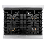 ZLINE 30 in. Autograph Edition Paramount Gas Rangetop with 4 Burners and Porcelain Cooktop in Satin Stainless Steel with Matte Black Accents (SRTSZ-30-MB)