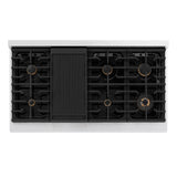 ZLINE 48 in. Autograph Edition Paramount Gas Rangetop with 8 Burners and Porcelain Cooktop in Satin Stainless Steel with Polished Gold Accents (SRTSZ-48-G)