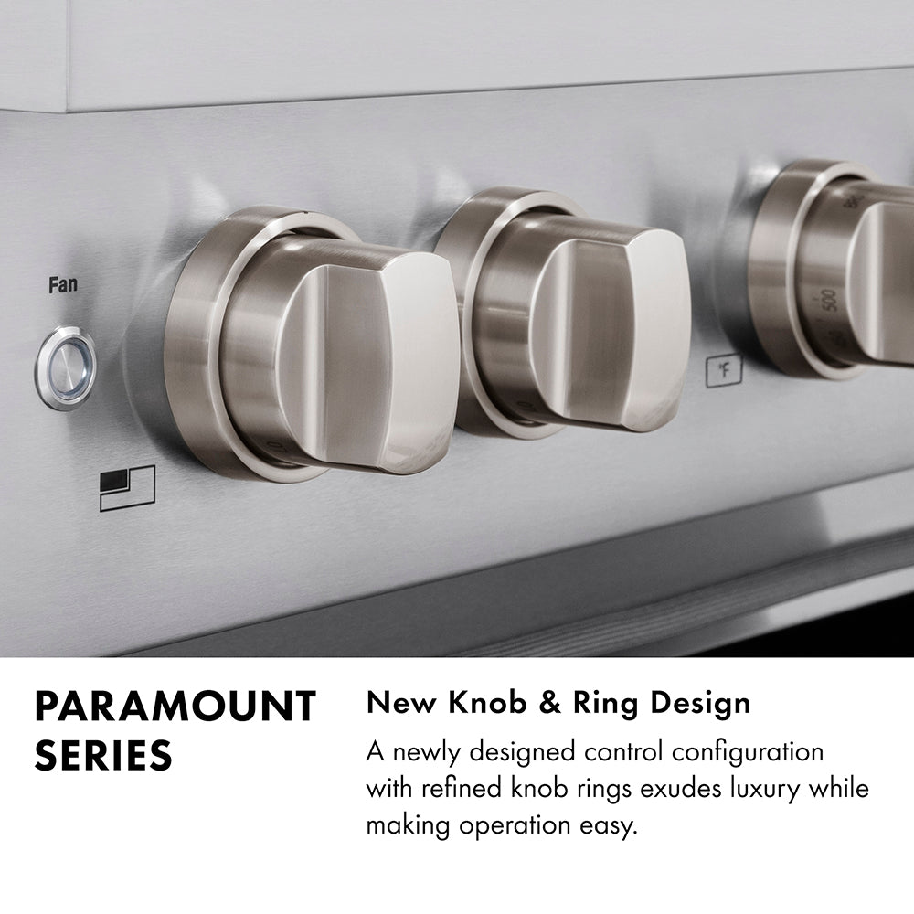 ZLINE Autograph Edition 48 in. 6.7 cu. ft. Paramount Double Oven Dual Fuel Range with 8 Burner Gas Cooktop in Stainless Steel and Polished Nickel Helix Handles and Knob Accents (SDRZ-48-KPN)
