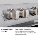 ZLINE Autograph Edition 48 in. 6.7 cu. ft. Paramount Double Oven Dual Fuel Range with 8 Burner Gas Cooktop in Stainless Steel and Polished Nickel Helix Handles and Knob Accents (SDRZ-48-KPN)