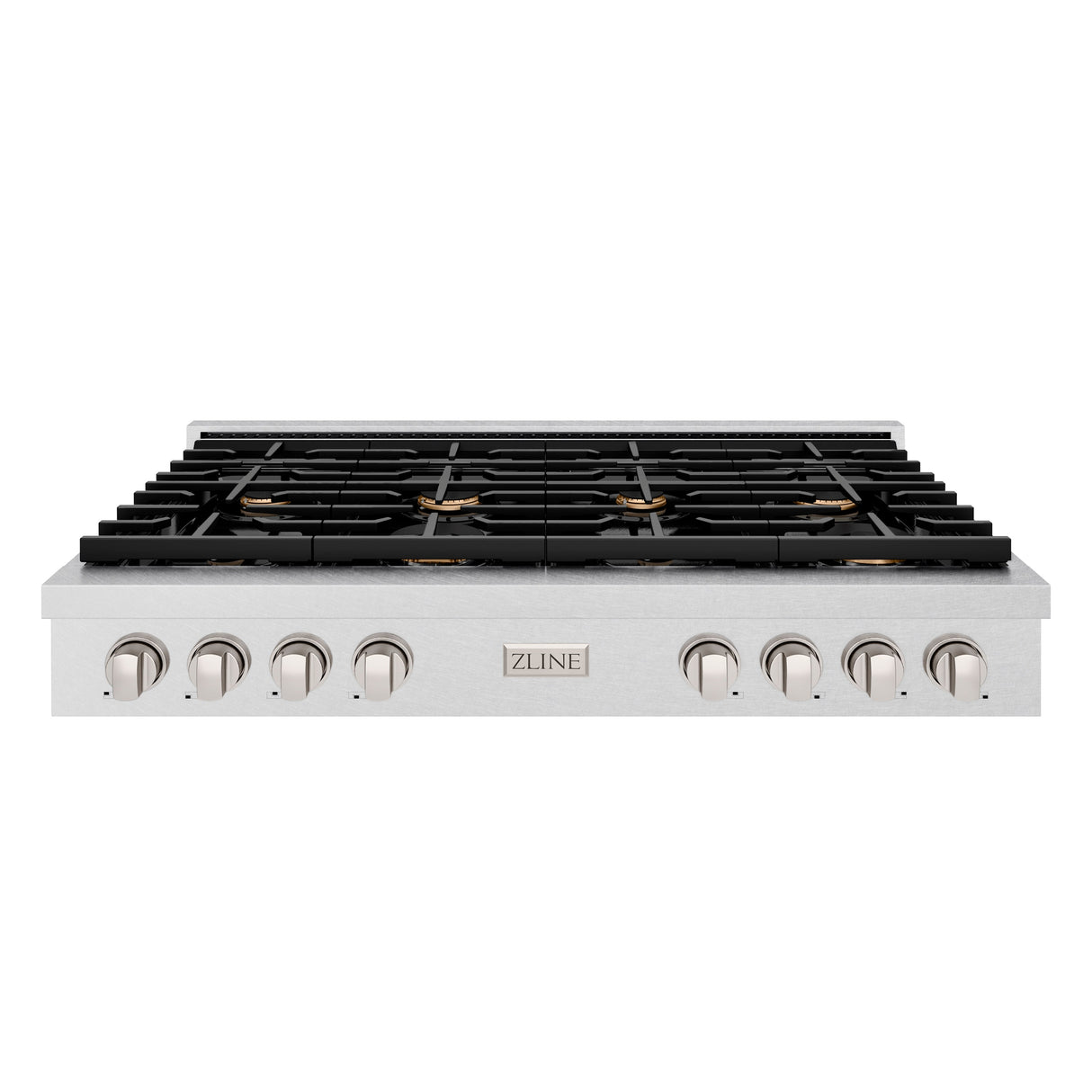 ZLINE 48 in. Paramount Gas Rangetop with 8 Brass Burners and Porcelain Cooktop in Satin Stainless Steel (SRTS-BR-48)