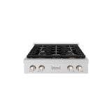 ZLINE 30 in. Paramount Gas Rangetop with 4 Burners and Porcelain Cooktop in Satin Stainless Steel (SRTS-30)