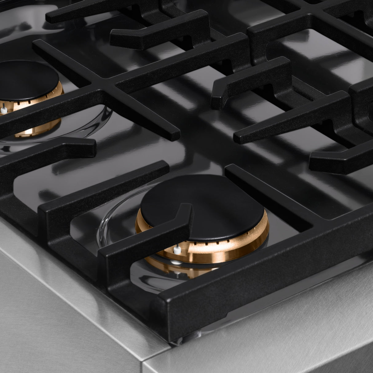 ZLINE 30 in. Autograph Edition Paramount Gas Rangetop with 4 Burners and Porcelain Cooktop in Satin Stainless Steel with Matte Black Accents (SRTSZ-30-MB)