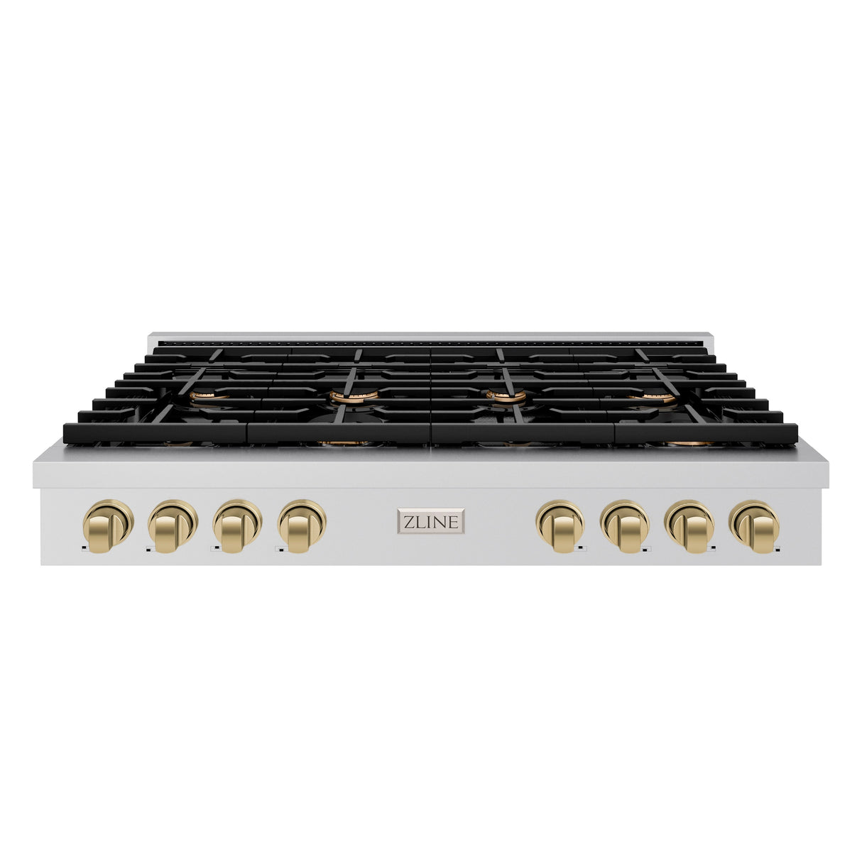ZLINE 48 in. Autograph Edition Paramount Gas Rangetop with 8 Burners and Porcelain Cooktop in Stainless Steel with Champagne Bronze Accents (SRTZ-48-CB)