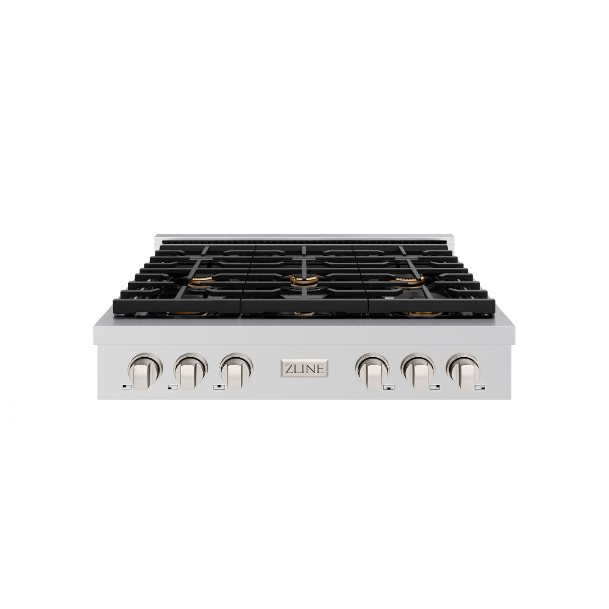 ZLINE 36 in. Paramount Gas Rangetop with 6 Brass Burners and Porcelain Cooktop in Stainless Steel (SRT-BR-36)