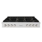 ZLINE 48 in. Paramount Gas Rangetop with 8 Brass Burners and Porcelain Cooktop in Stainless Steel (SRT-BR-48)
